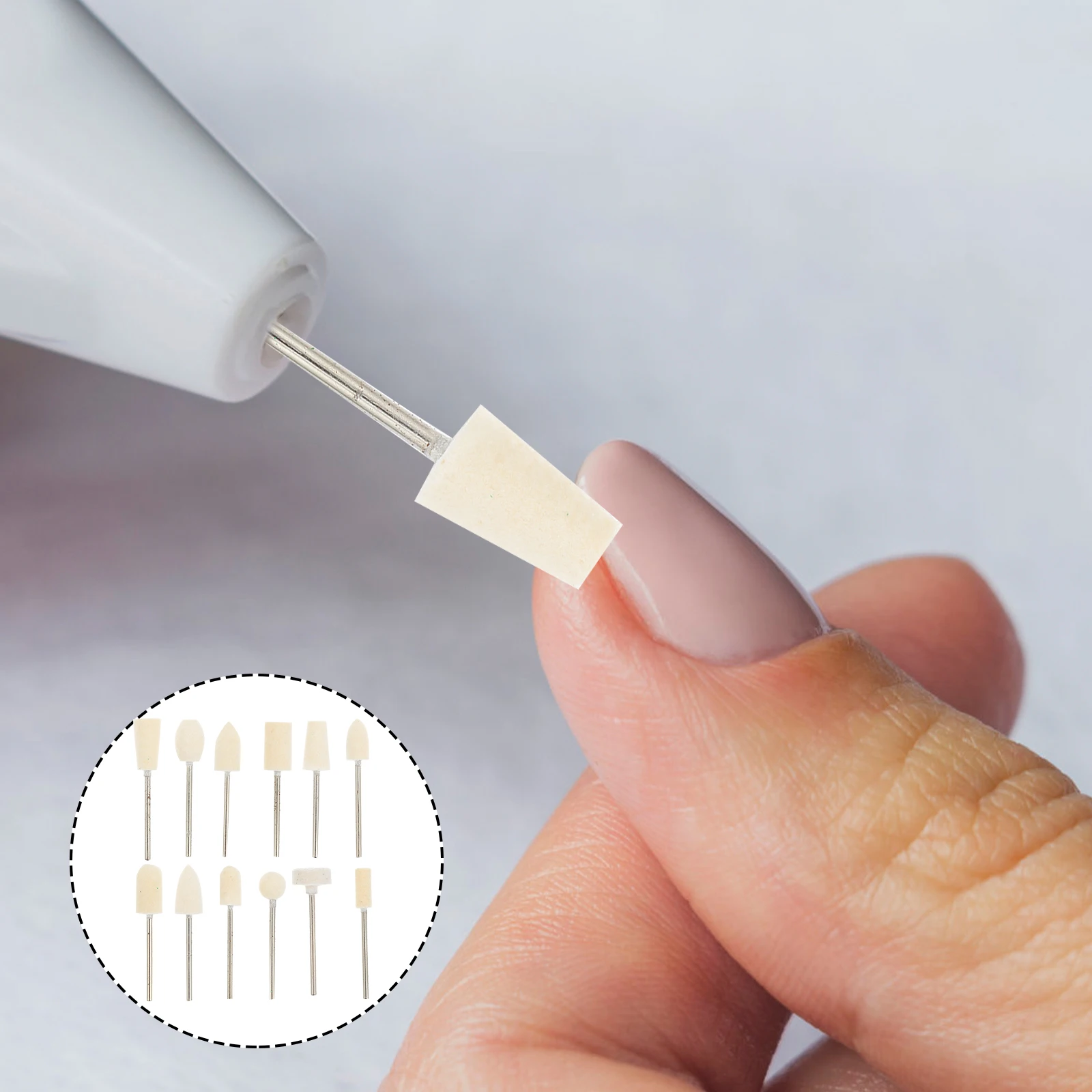 12pcs Wool Nail Drill Bits Grinding Polishing Acrylic Gel Nails Manicure Pedicure File Removal Tool Kit Home Salon Use