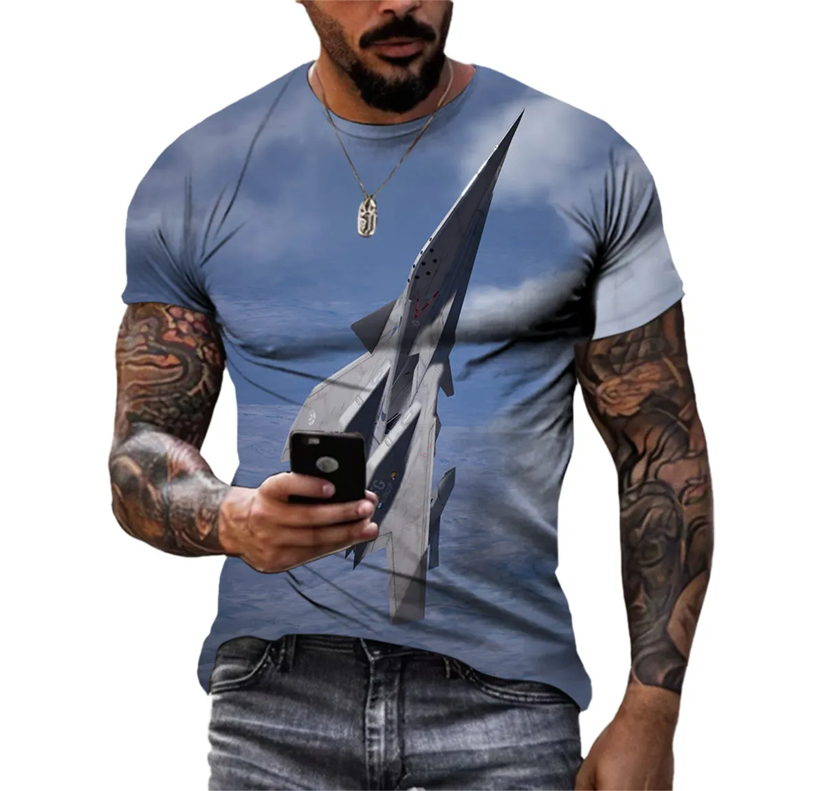 Apache Gunship New Summer Muscular Tough Guy Men\'s T-shirt Street Fashion Short Sleeve Army Fan Outdoor Quick Drying 3d Blazer