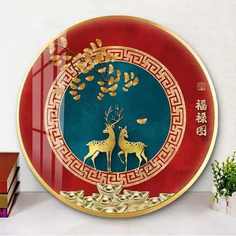 Handmade cross stitch products make a fortune with abundant wealth. New round decoration paintings for living rooms, bedrooms,