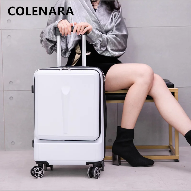 

KLQDZMS 20"Laptop Suitcase Front Opening Boarding Box USB Charging Multi-function Trolley Case 24 Inches Universal Wheel Luggage
