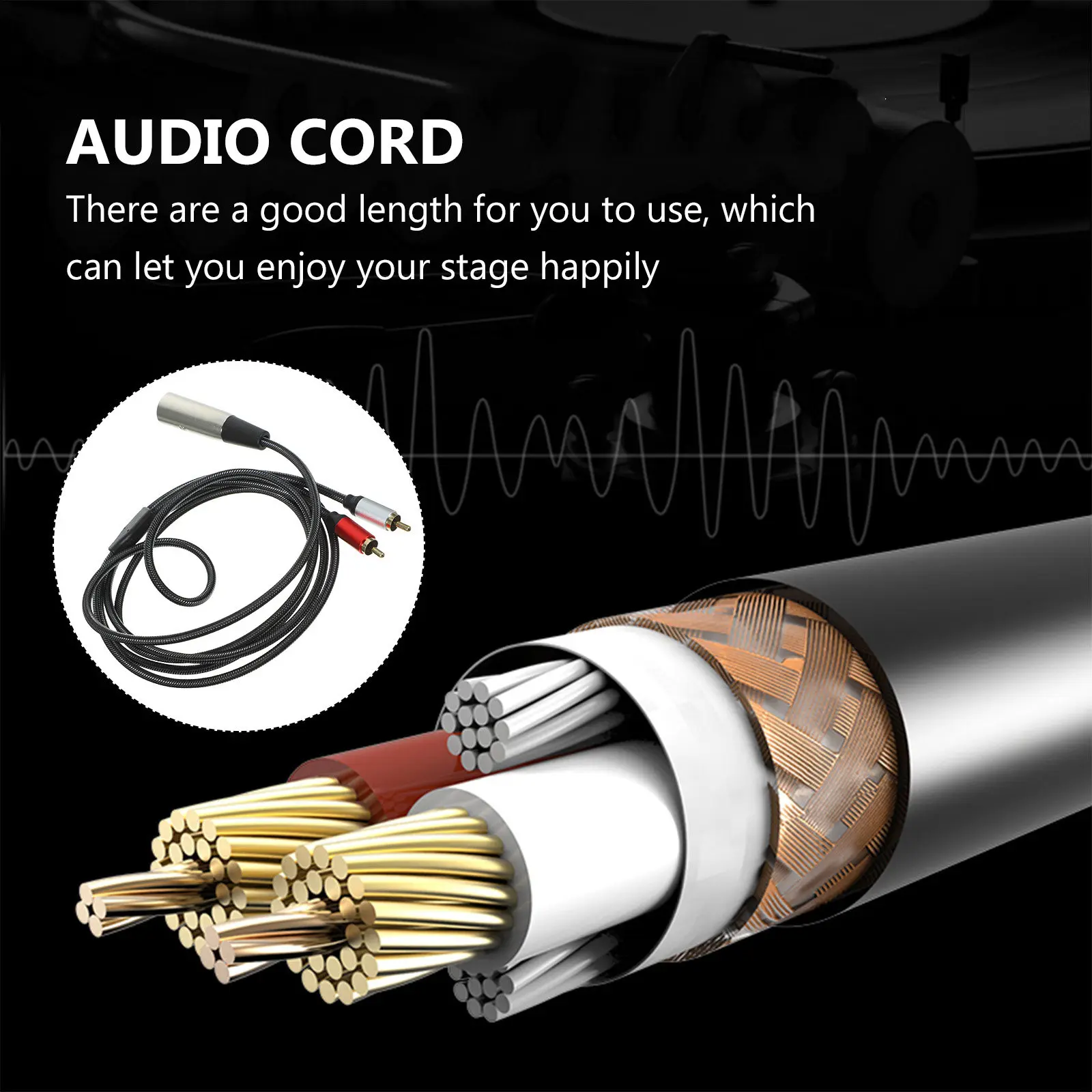 Xlr to Rca Audio Cable High-Fidelity Signal Transfer Low-Loss Balanced Stereo Converter for Microphone Car Amplifier Speaker