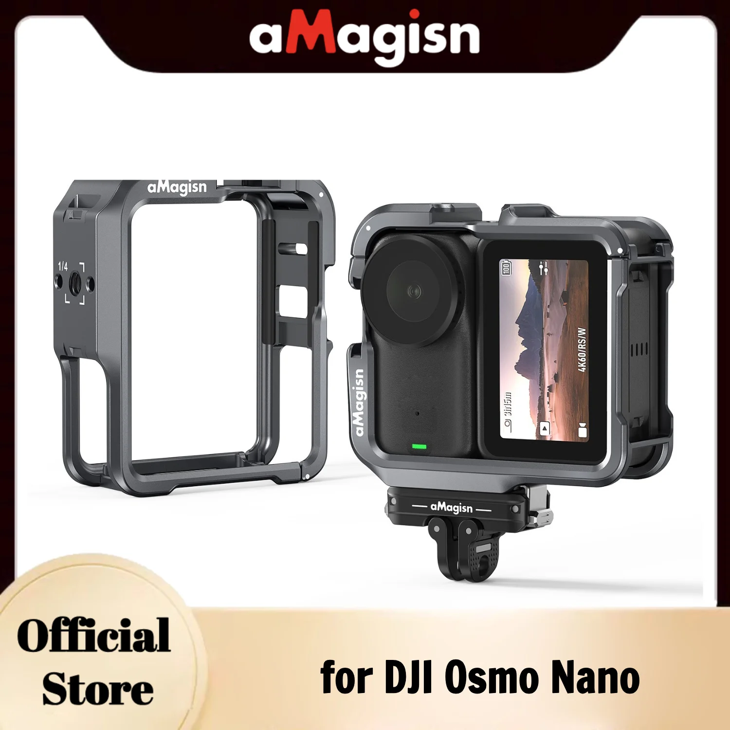 

aMagisn Metal Camera Cage for DJI Osmo Nano Ultralight 46g Ergonomic Button Horizontal / Vertical Switching for NANO Accessories