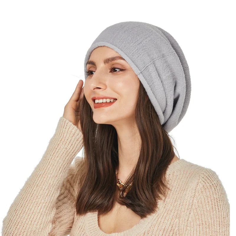 Sparsil Women Cashmere Beanie Hat Women Winter Hats Crimping Wool Knitted Warm Skullies Beanies For Women Gorros Female Cap