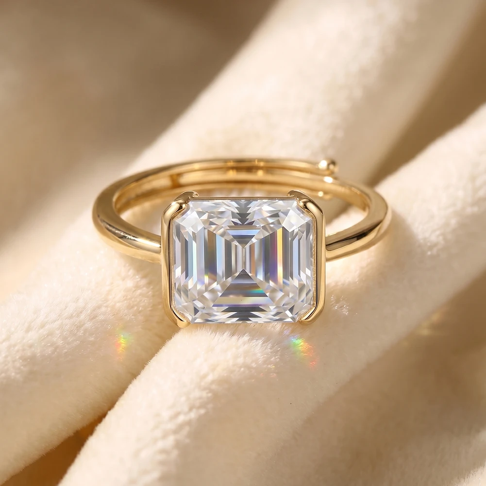 

KISS MANDY Luxury 4CT Emerald Cut Moissanite Ring S925 Silver Sparkling Lab Diamond Wedding Band Fine Jewelry Certificate SMOR20