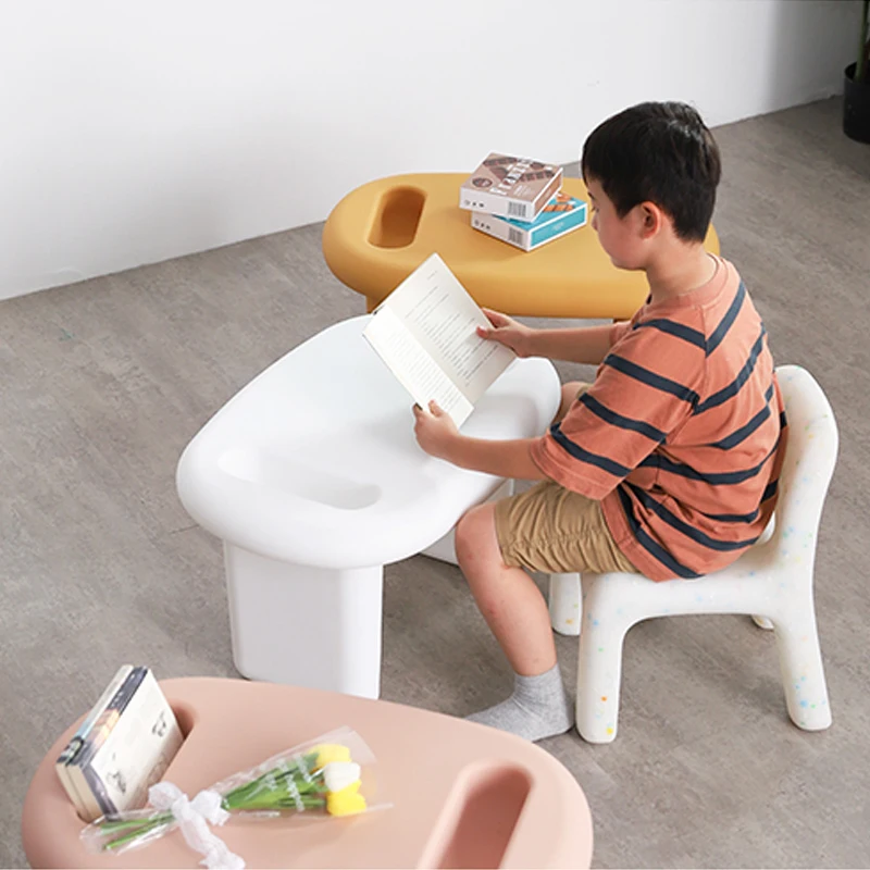 

Nordic PE Plastic Desks Chairs Writing Table Handcrafted Toy Tables Stackable Reading Mesas Small Dining Tables Ins Furniture