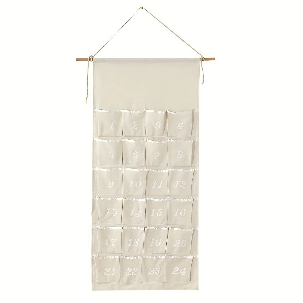 With 24 Pockets Christmas Wall Hanging Storage Pouch Numbered Space-saving Christmas Countdown Calendar DIY Good Load-bearing