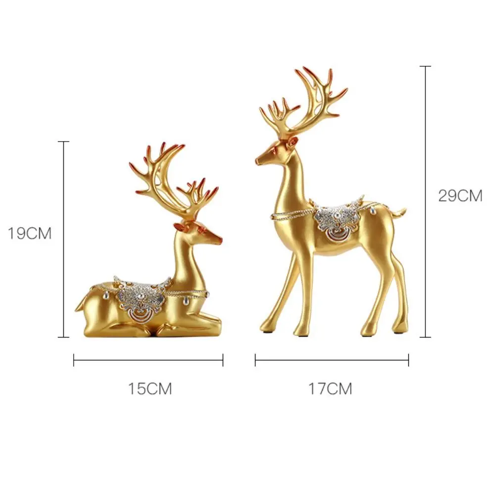 2pcs Resin Couple Deer Ornaments Modern Minimalist Animal Sculpture Handicraft Creative Miniatures Figurine Living Room