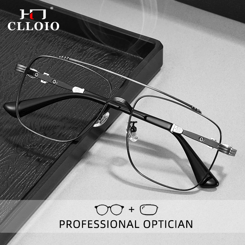 CLLOIO Classic Chrome Style Hearts Myopia Glasses Anti Blue Ray Reading Glasses Retro Carving Prescription Optical Eyewear Frame