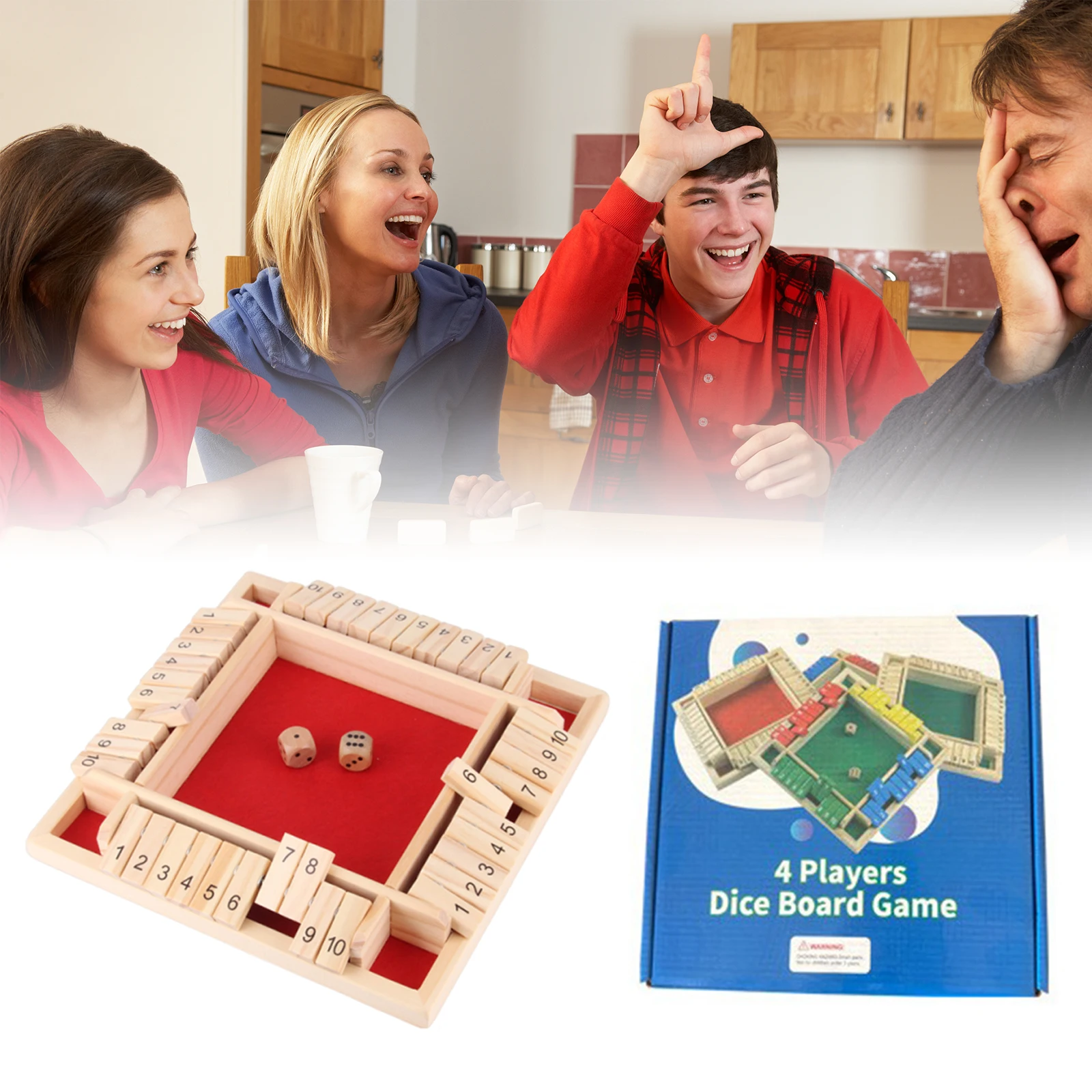 

Wooden Classic Dice & Puzzle Game 2-4 Players Educational Math Puzzle Board Game for Kids Adults Family and Friends Party