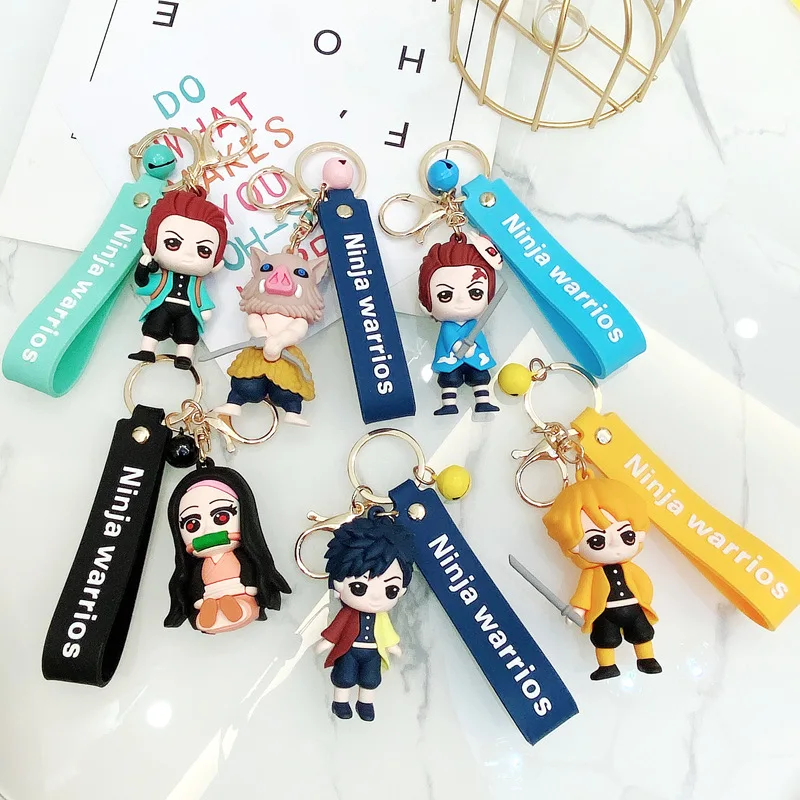 Demon Slayer keychain anime action figure Kamado Tanjirou Nezuko car key chain bag pendant boys girls children‘s birthday gifts