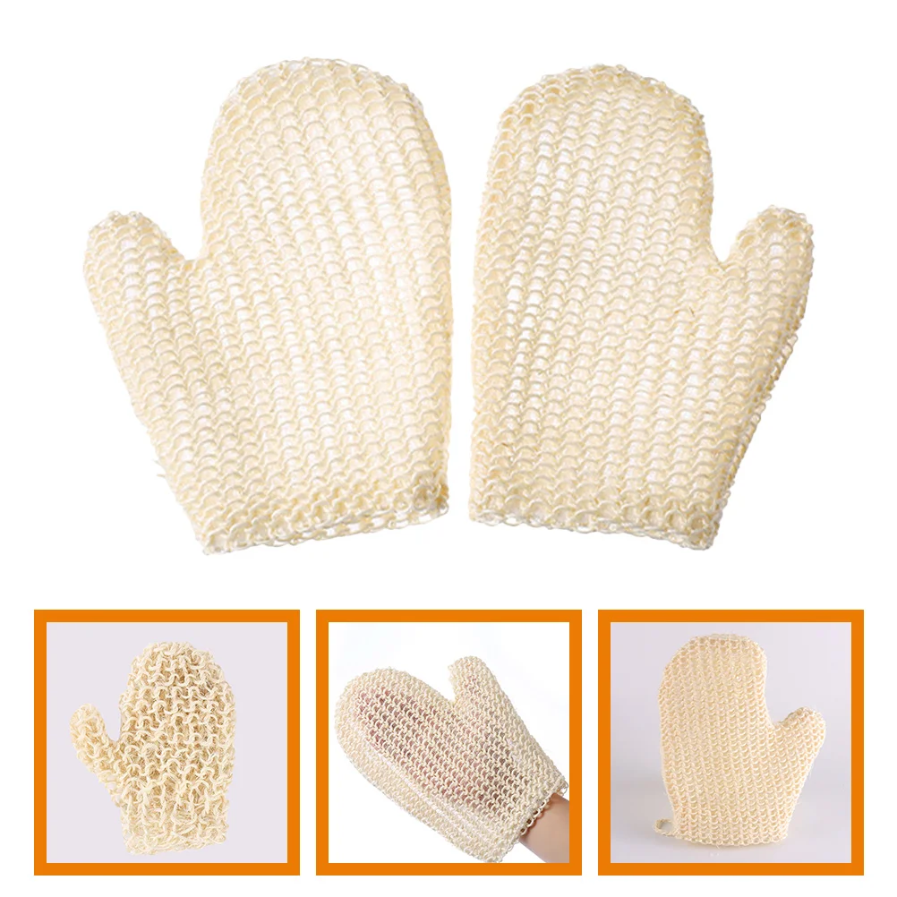 

2 Pcs Sisal Braided Shower Gloves Exfoliating Mitt Scrubber Bathing Mitts Supply Whole Sponge