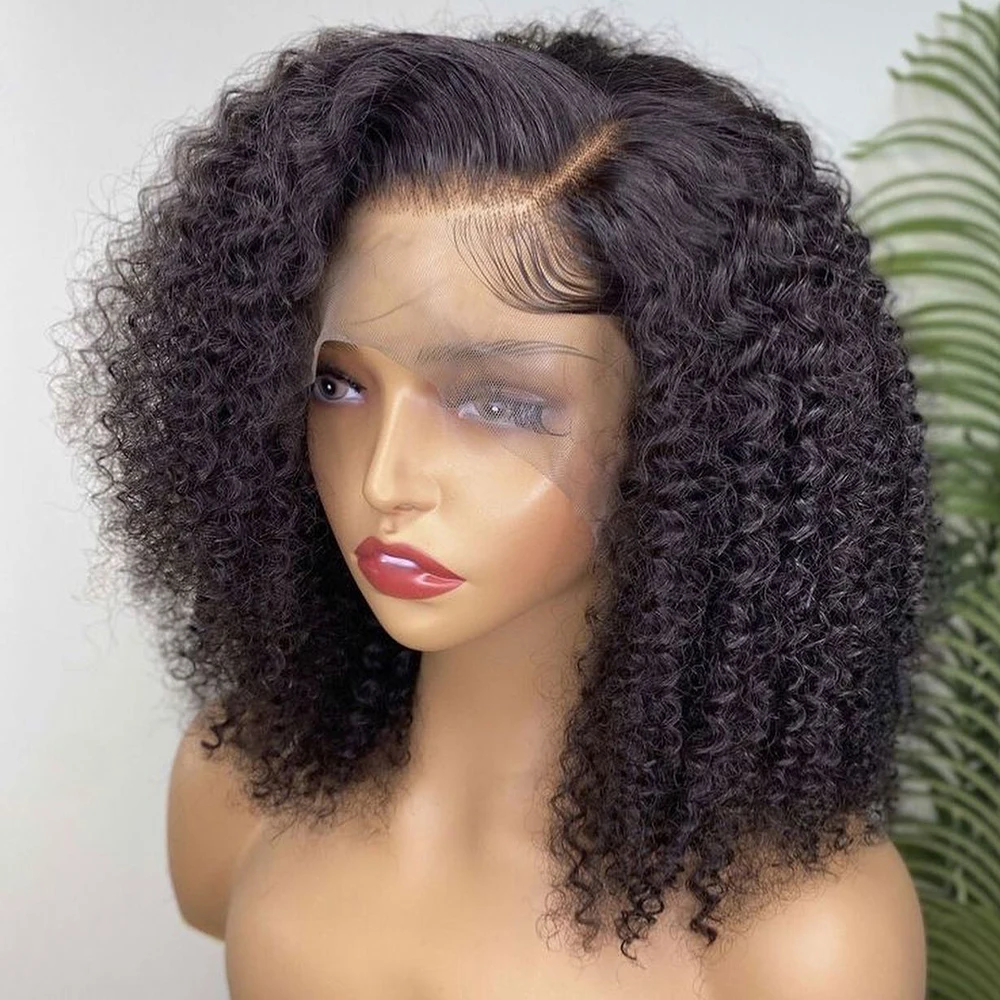 Short Bob Jerry Curly Wigs 250 350Density 13x6 HD Transparent Lace Frontal Wigs For Women Wear And Go Brazilian Remy Pre plucked