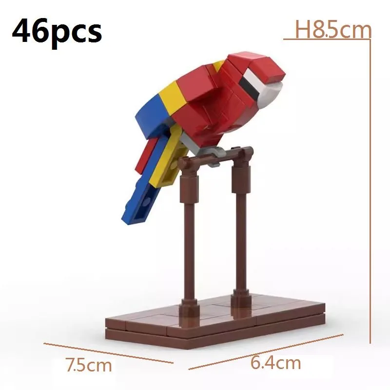 

MOC domestic building block DIY splicing internet celebrity cute puzzle assembly mini parrot bird building block desktop ornamen