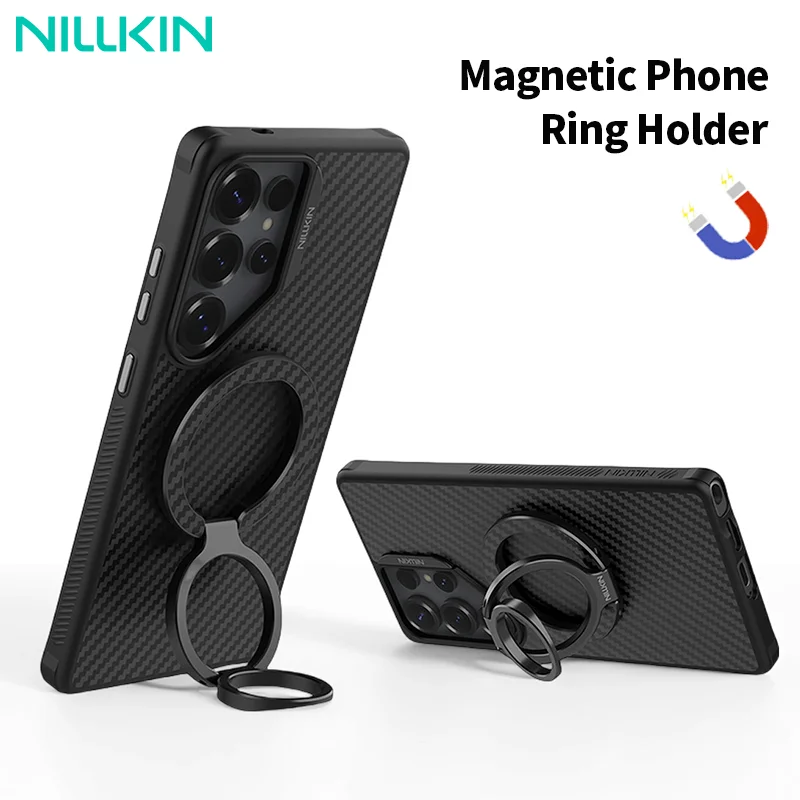 NILLKIN FiberSnap Magnetic Phone Ring Stand Aluminum 360° Rotation Mobile Phone Holder For iPhone 16 15 14 13 Xiaomi Samsung