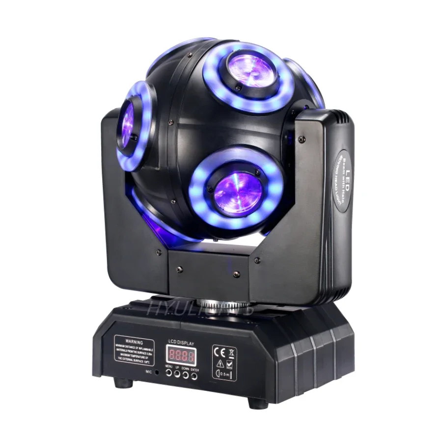 LED Moving Head 8x15W RGBW 4in1 With Halo RGB 3in1Football Light 360 ° Infinite Rotation Beam Strobe Dj Bar DMX 512 Stage Effect