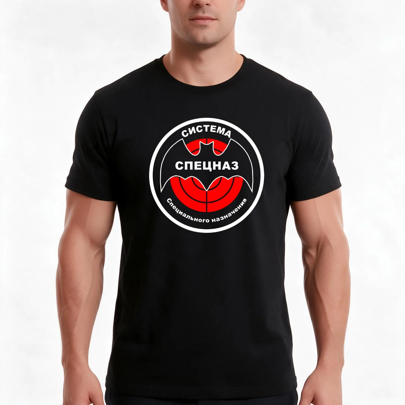 Spetsnaz bat T-Shirt, Summer Casual Cotton Tee, Oversized Streetwear Tops, Vintage Graphic Print, Loose Fit Short Sleeve