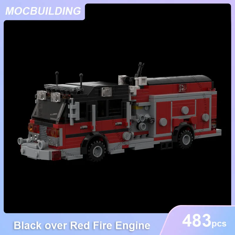 

Black over Red American Fire Engine MOC Building Blocks DIY Assemble Bricks Educational Collection Display Toys Gifts 483PCS