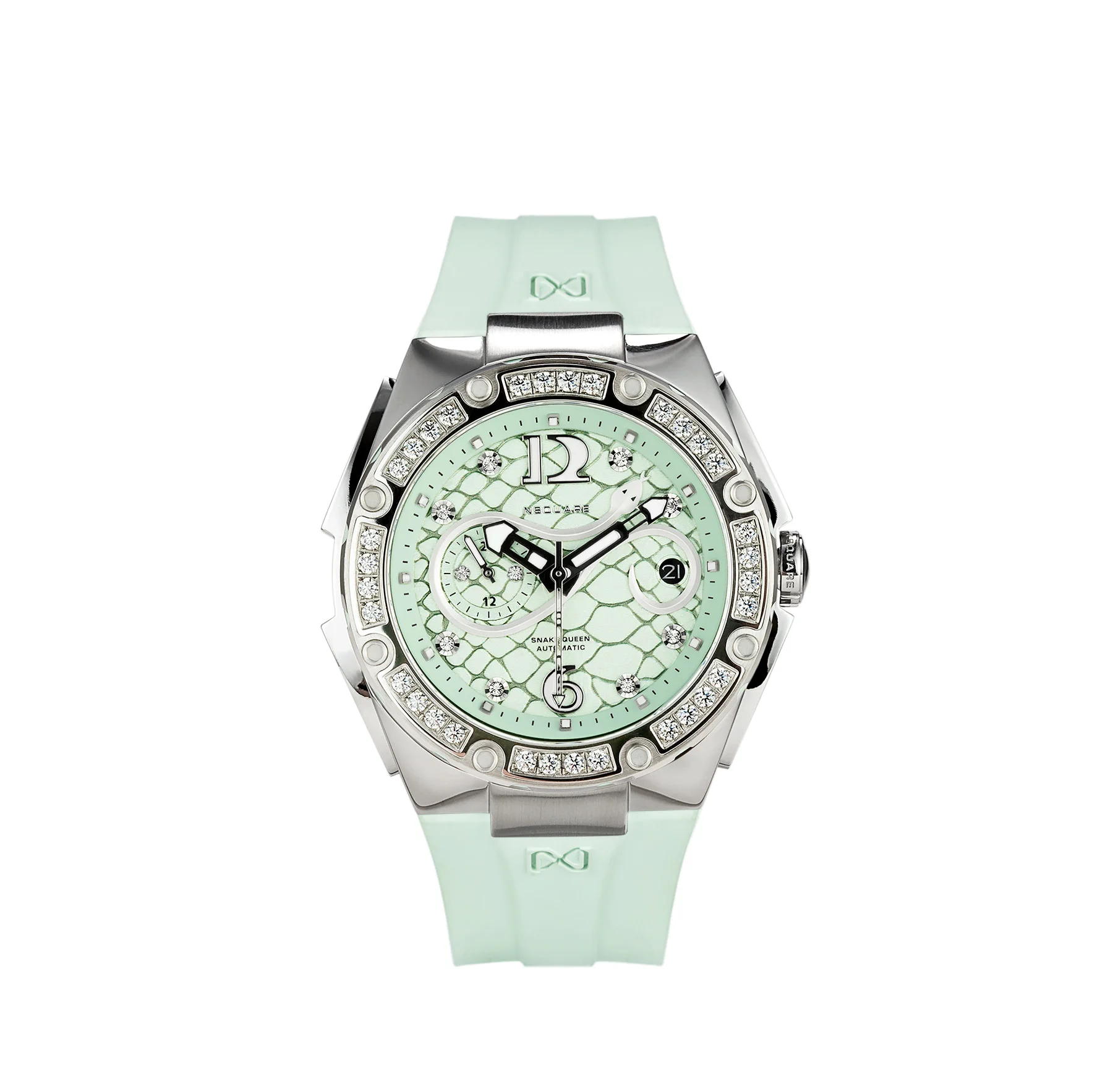 NSquare 自動巻き時計 - N48.1 レディース ラバーストラップ ウォッチ ミニマリスト デザイン 腕時計 防水 高級 ファッション