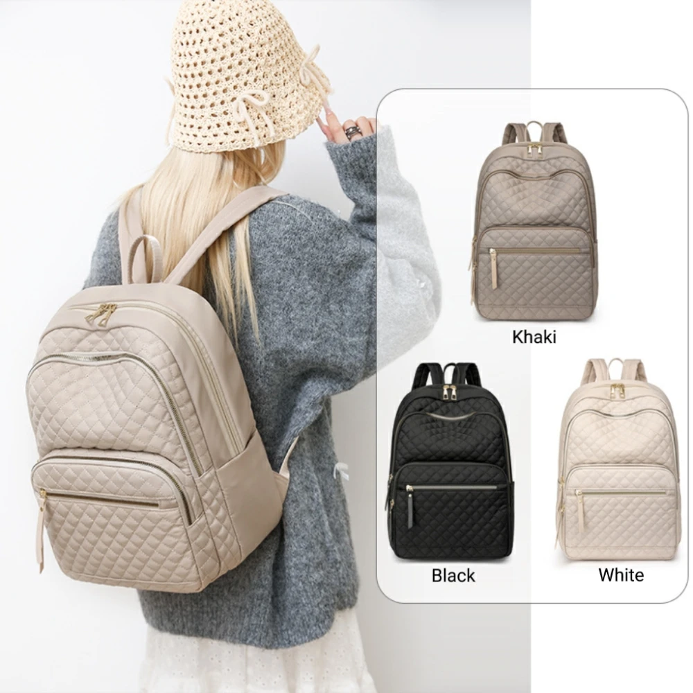 

Женский рюкзак с ромбовидной вышивкой, модный повседневный универсальный рюкзак из нейлонового материала большой емкости для поездок на работу