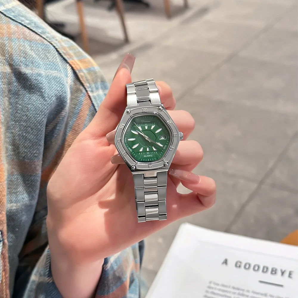 2025 New Steel Band Watch with Polygonal Large Dial Fashionable Personalized Couple Watch Women's Gift Luxury Men's Watch