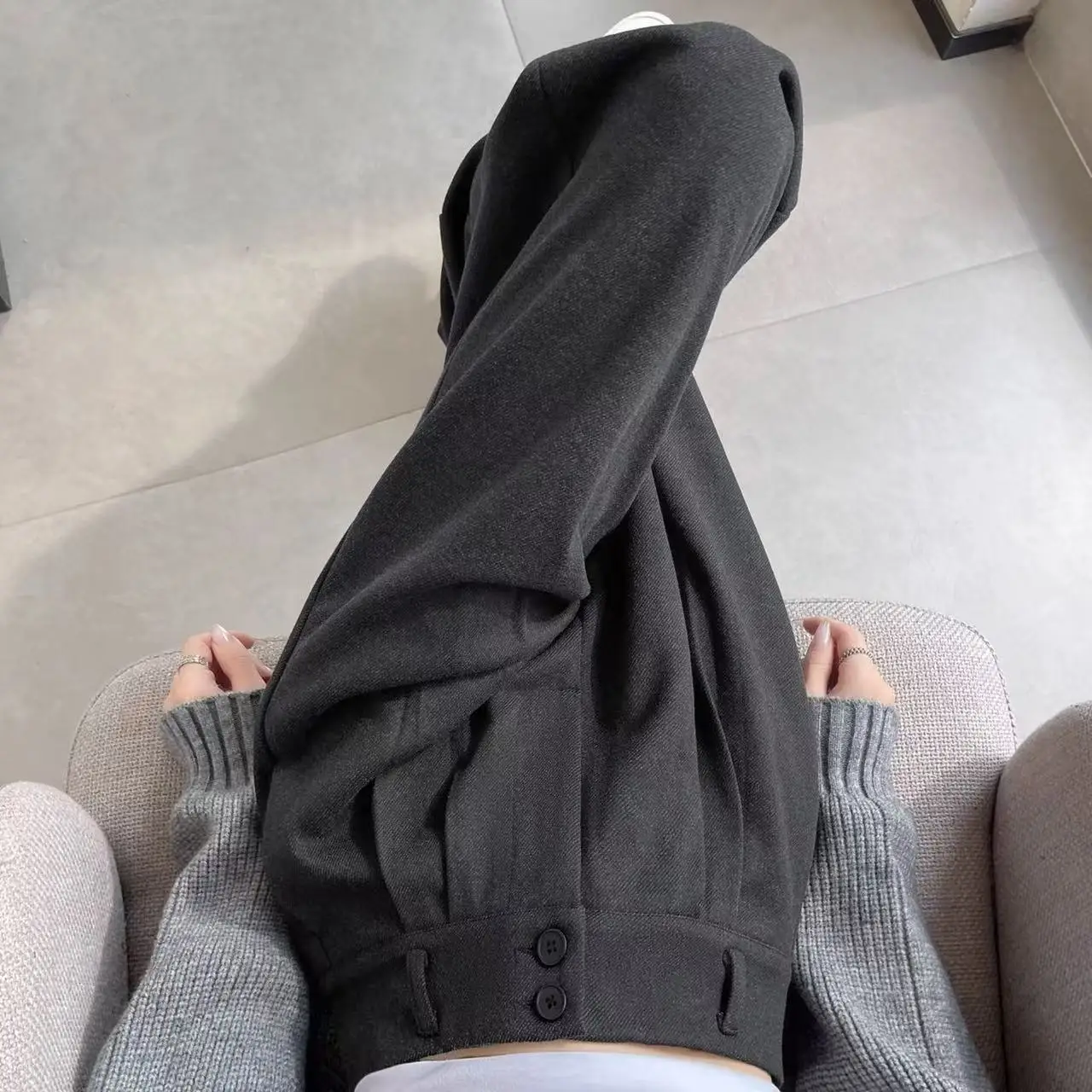 2026 primavera nueva moda todo-fósforo Simple traje de oficina pantalones de pierna ancha pantalones de cintura alta estrechos rectos pantalones de fregona casuales mujeres