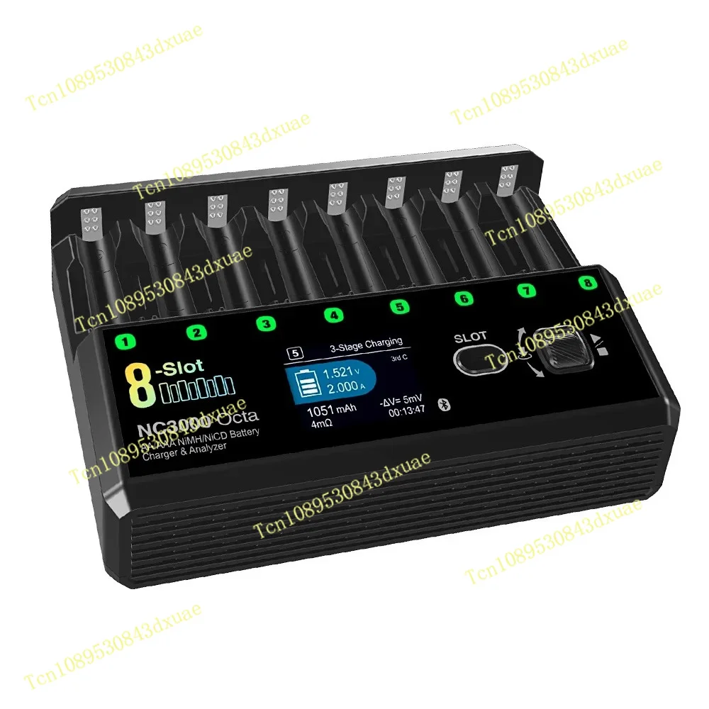 Octa NiMH NiCD Charger 8-Slot 7 Sm-art Modes 100-5000mAh 48W Charge Power 30W Discharge Power AA/A-AA Bat-tery Charger