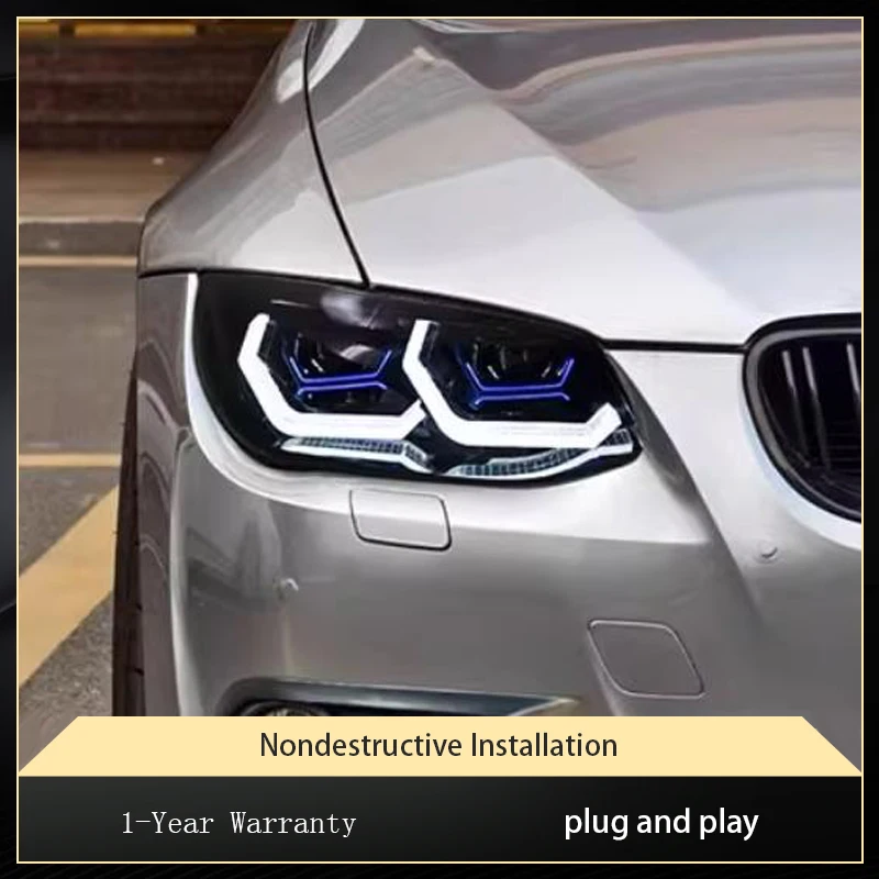 

Car Front Lamp For BMW E92 318 320 325 330 335 M3 2006-2012 DRL Headlight Turn Signal Highlight LED Bulbs Projector Lens Auto