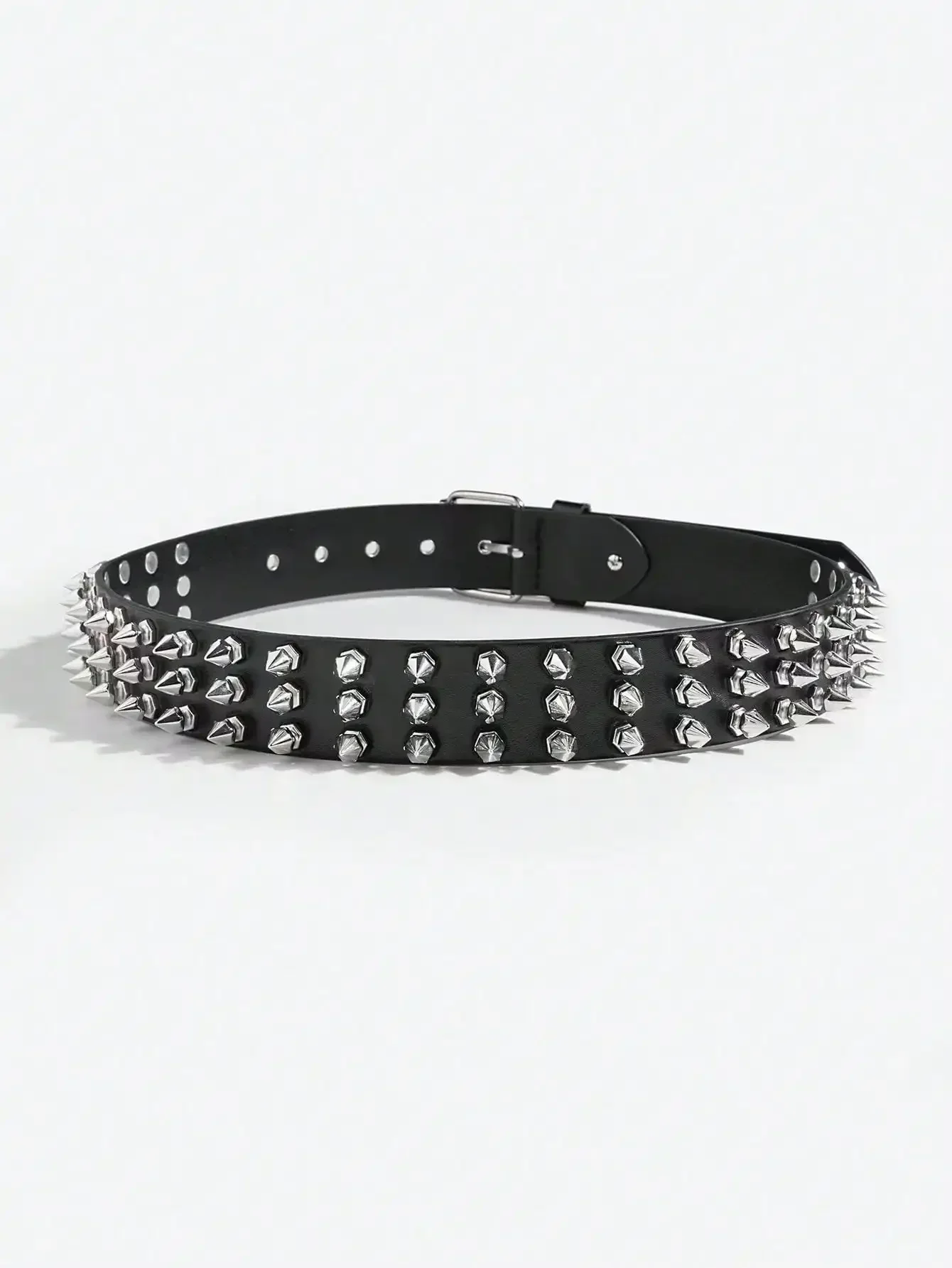 1pc Women\'s Cool Punk Style Rivets Decorated Heavy Metal Dark Belt