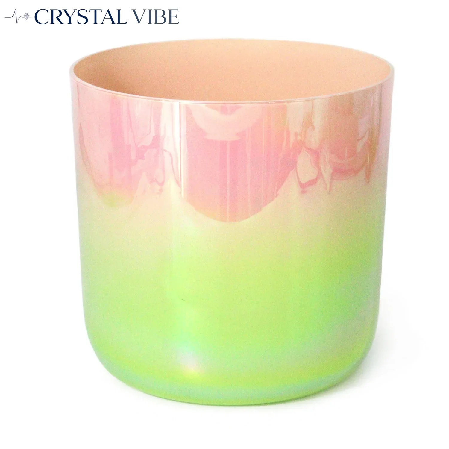CRYSTAL VIBE Pink Green Aura Iridescent Quartz Singing Bowl Heart Chakra Sound Healing Bowl