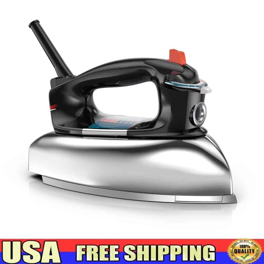 Classic Iron with Aluminum Soleplate Easy Glide Steam Dry Iron 7 Temperature Settings Automatic Shutoff Fabric Guide Heavy-Duty