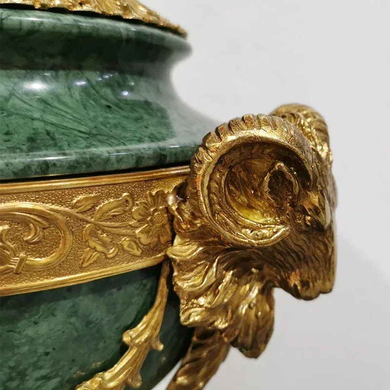 

Low price Made in China choose carefully Exquisite Brass Craft Marble Ornament Flower Pot Accessories Noble Home Decor Items