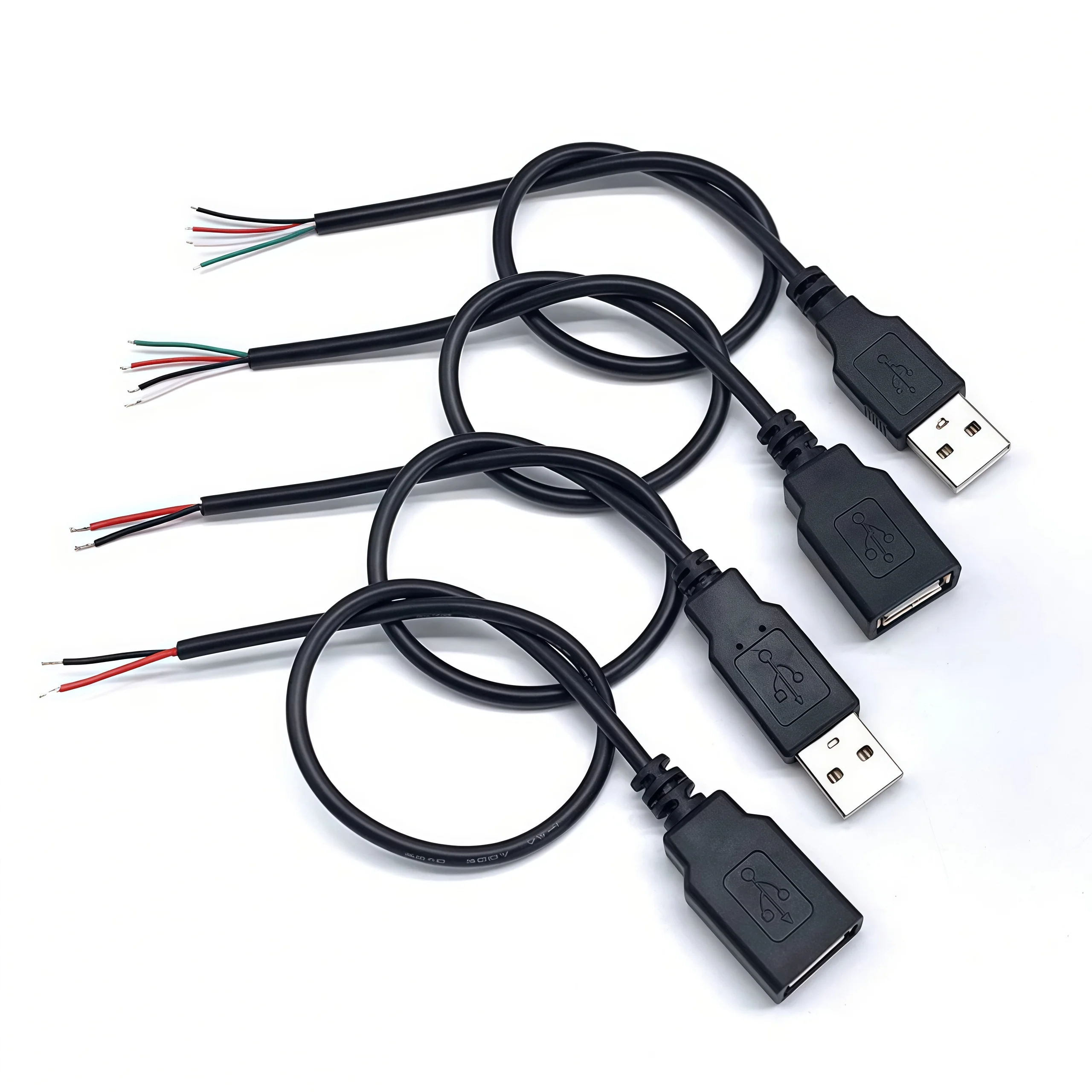 Cabo de Extensão USB 2.0 A Fêmea para Macho com Conector de Alimentação 4 Pinos 2 Pinos 4 Fios DIY Cabo de Dados e Carregamento 0.3m 1m 2m