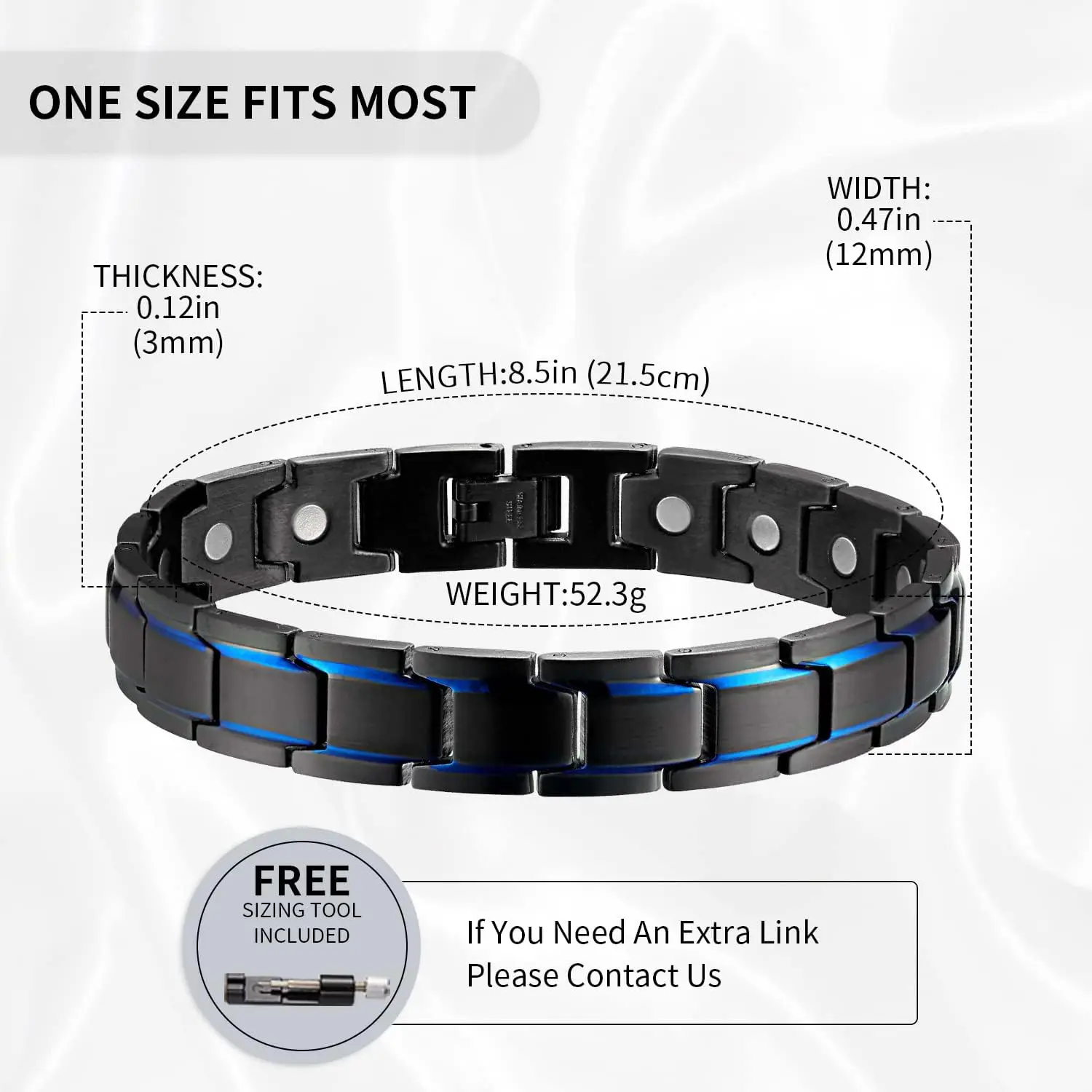 Magnetic Titanium Bracelet Black Magnetic Fat Burning Anti-fatigue Sports Bracelet Anti-radiation Men\'s Bracelet