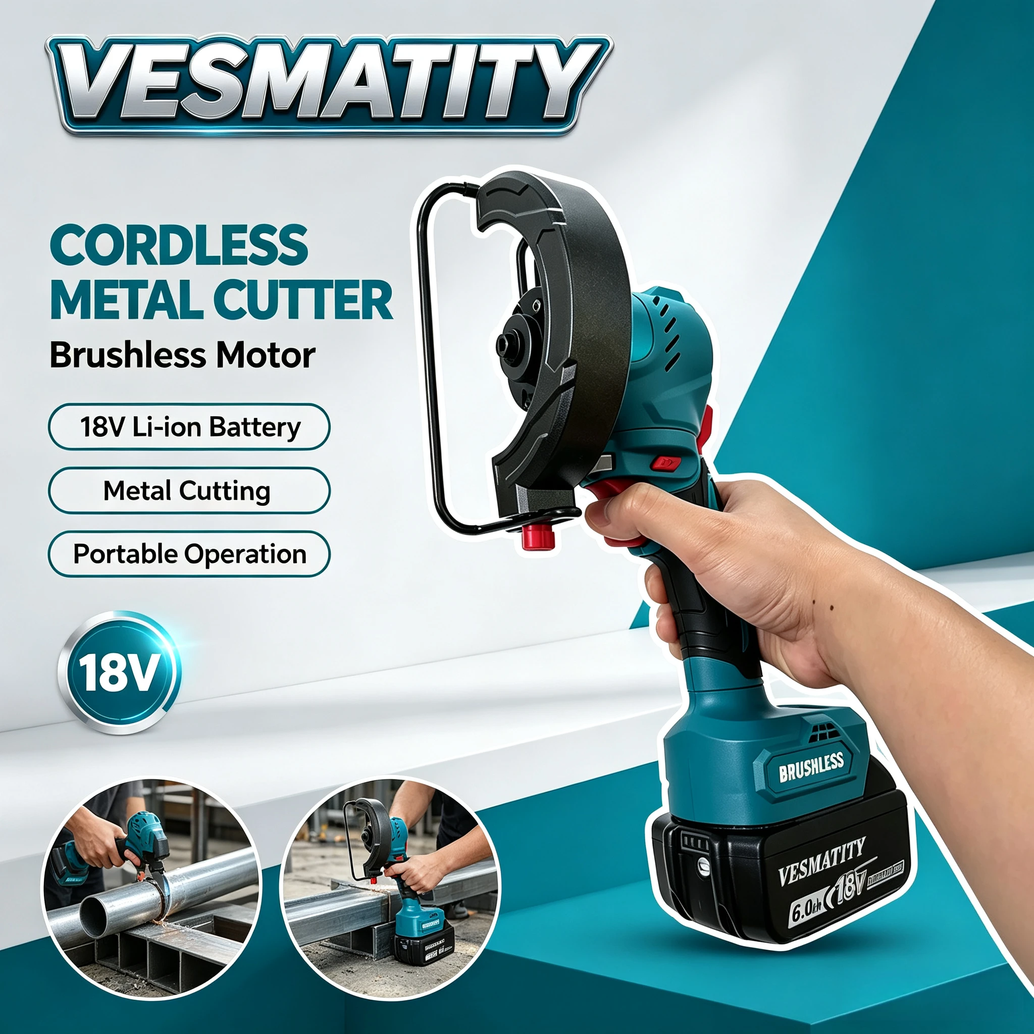 125mm Angle Grinder, Portable Power Cutting Tool For Home DIY & Industrial Construction For 18V-20V Battery Professional‑grade