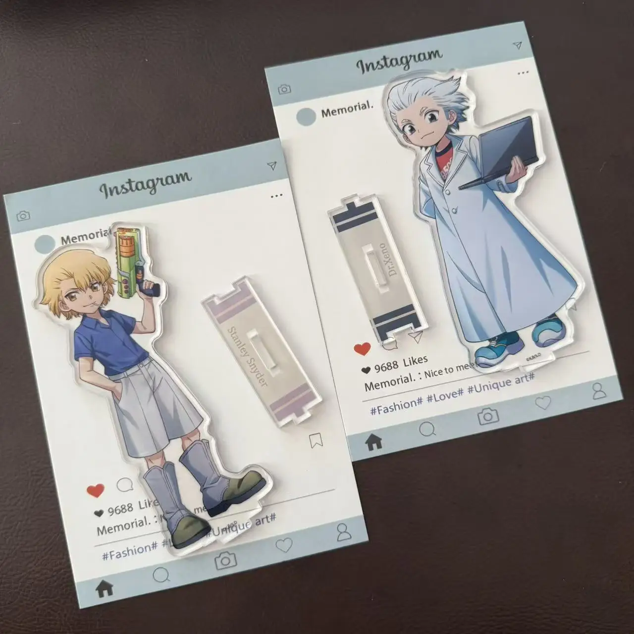 Periféricos de Anime DR.STONES Xeno Houston Wingfield estatuilla soporte acrílico colección Stanley Snyder placa de pie juguetes regalos