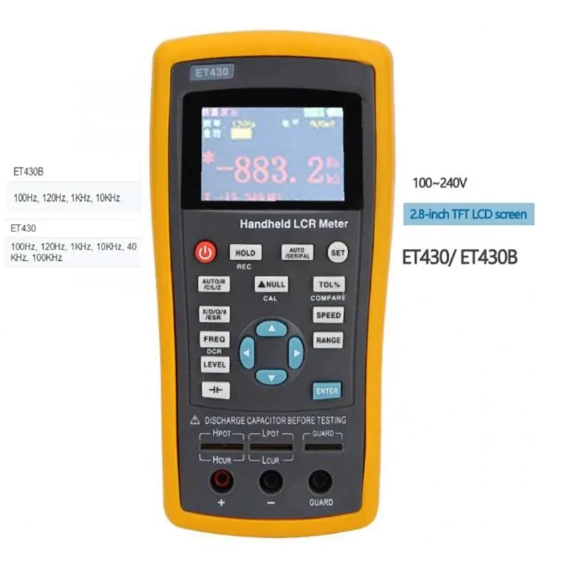 

ET430, ET432, ET433, ET431, ET430B, Handheld LCR High Precision Digital Bridge TFT Liquid Crystal Dissolution Resistance Meter