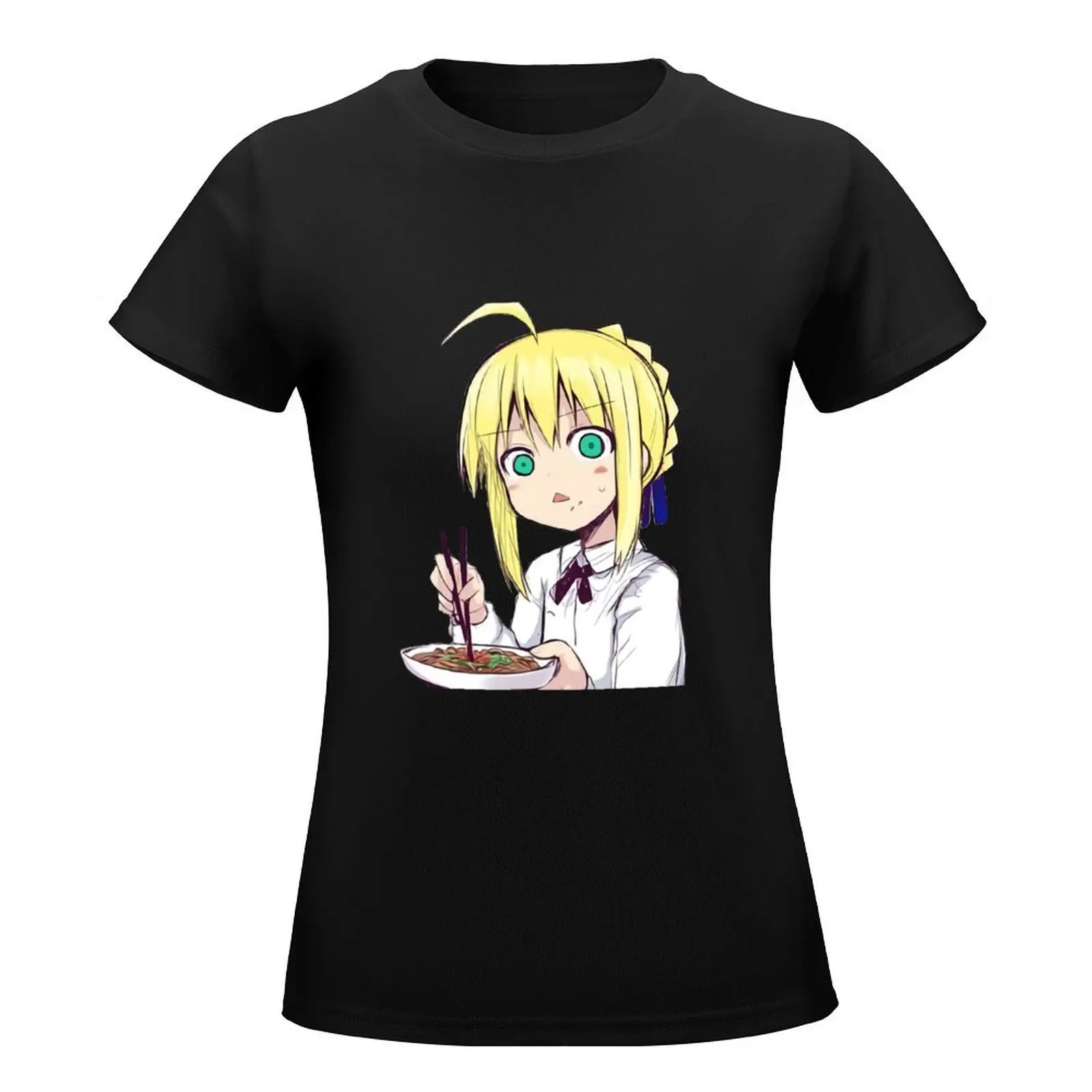 Saber shocked while eating T-Shirt cute clothes funny white t-shirt dress for Women sexy