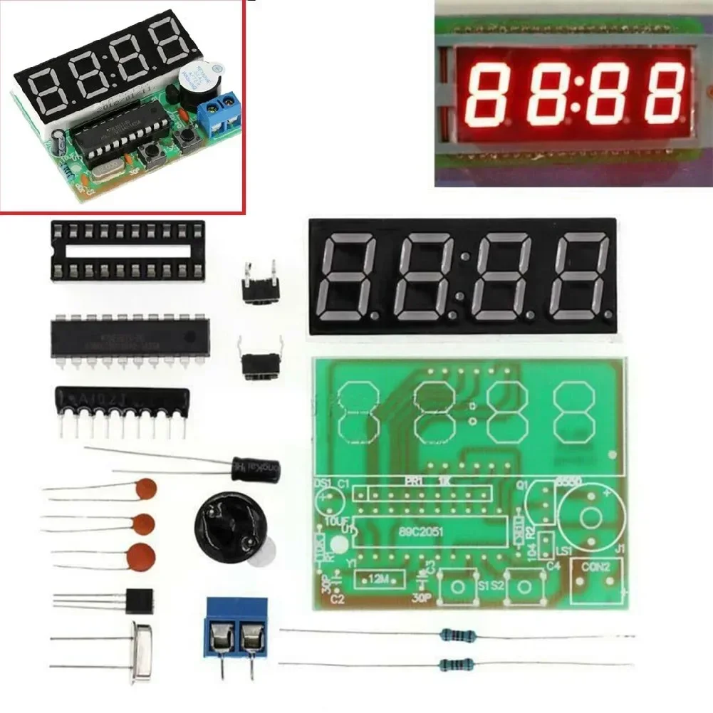 AT89C2051 4-bit Digital Electronic Clock DIY Soldering Practice Soldering Skills DIY Kit Electronic Kit For Self-Assembly