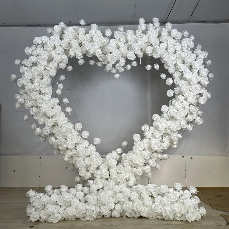 

shaped arch floral arrangement, floral wedding, background proposal decoration, background shopping mall, decorative background