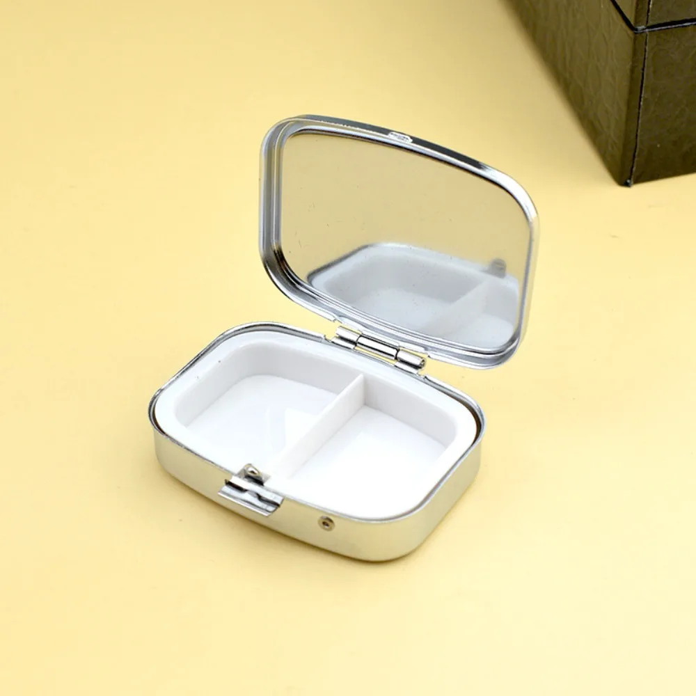 Portable Metal Tablet Box Leak-Proof Compact Earrings Case Round Pill Organizer Travel