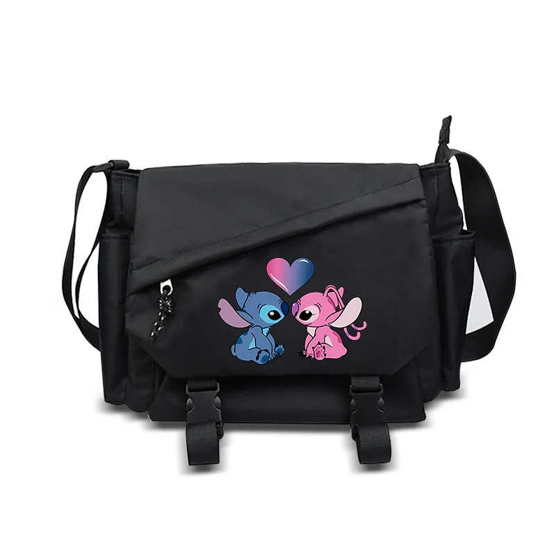 Stitch Angel Disney Messenger Bag Canvas Vintage Handbag Teenager Student Shoulder Tote Bags Casual Handbags Crossbody Satchel