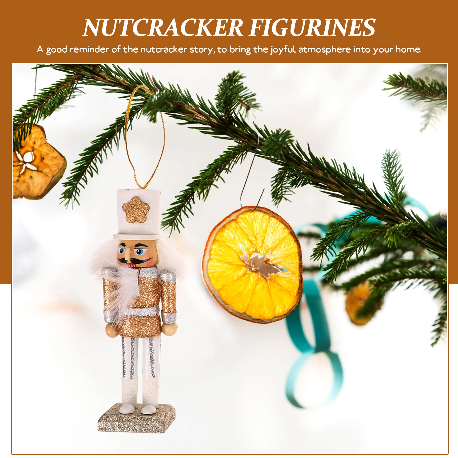 Hanging Xmas Nutcracker Soldier Decoration Wooden Nutcracker Girl Puppet Decor