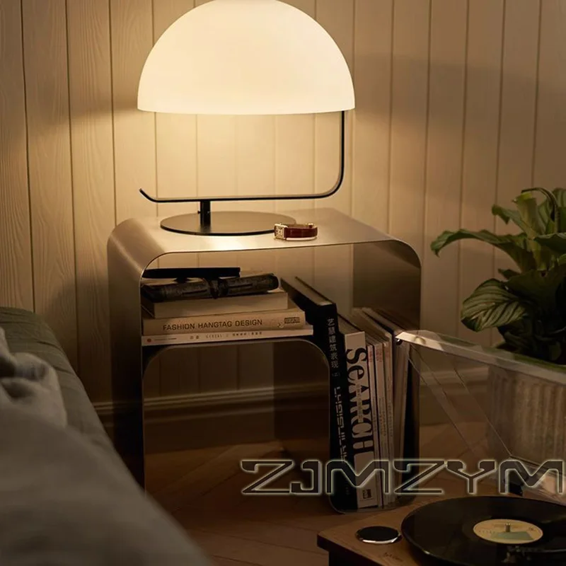 طاولة شاي من الفولاذ المقاوم للصدأ الاسكندنافية، منضدة بجانب السرير بسيطة، طاولة زاوية حديثة للأريكة لغرفة النوم ومكتب القهوة #2