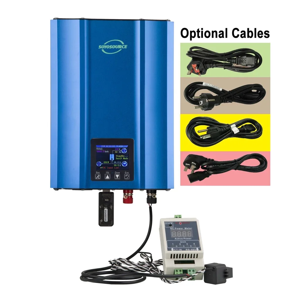 Jesudom 2025 New Version 1KW 1.2KW LCD WIFI Solar Grid Tie Inverter AC110V240V With WIFI Limiter Sensor Pure Sine Wave Converter
