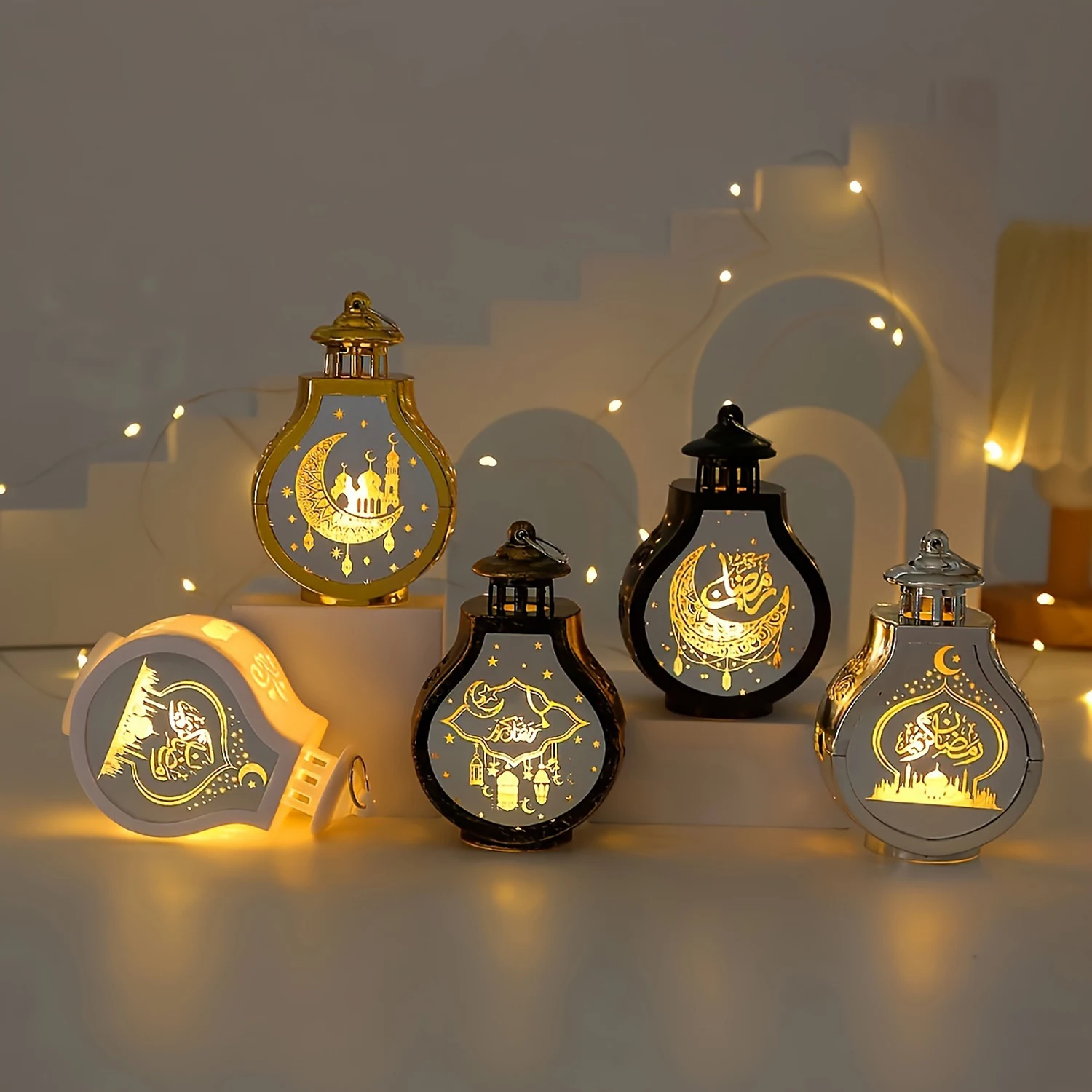 Eid Decorazione Luce Eid LED Lampada da tavolo retrò marocchina Forniture Ramadan Lanterna a vento Decorazione per regalo per feste in casa