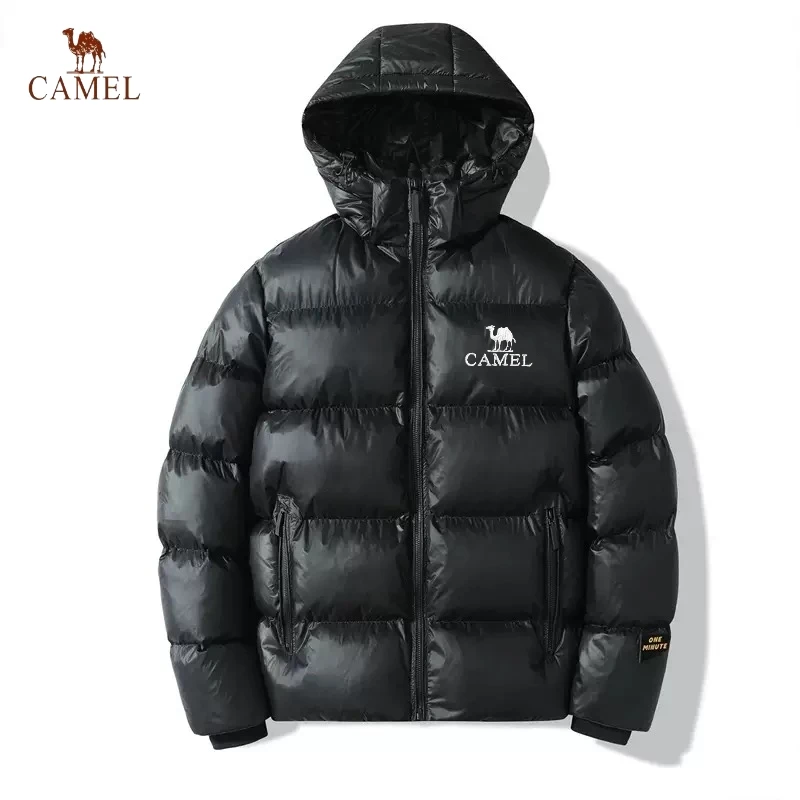 CAMEL autumn and winter men's hooded goose down jacket luxurious, fashionable, casual outdoor waterproof and warm down jacket