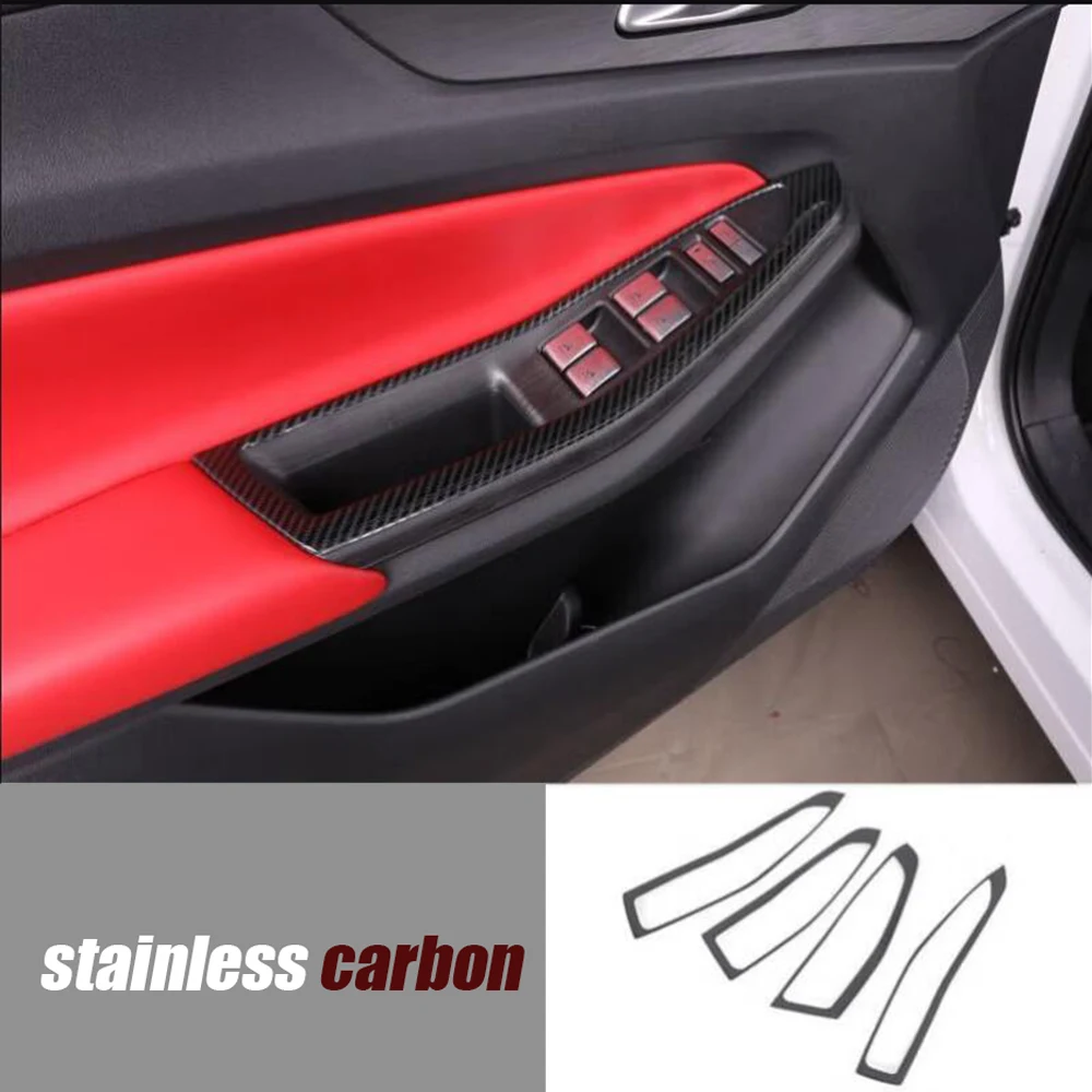 For Changan CS55 PLUS 2022 2023 Car Door Window glass Lift Control Switch Panel Stainless carbon black Stickers Accessories