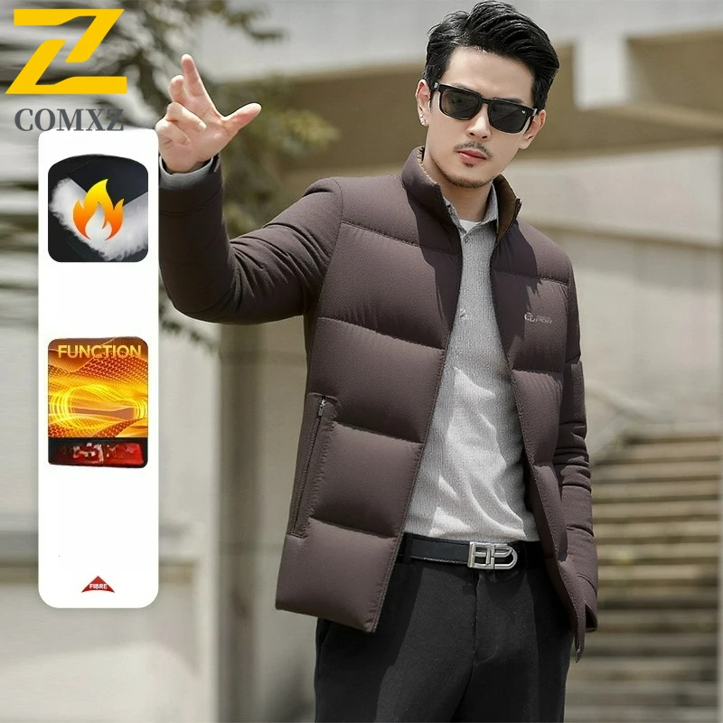 Winter Trendy Jacket Men's Casual Trendy Graphene Heating Parkas Coat Middle-aged Men Clothing Business Party Warm Padded Jacket