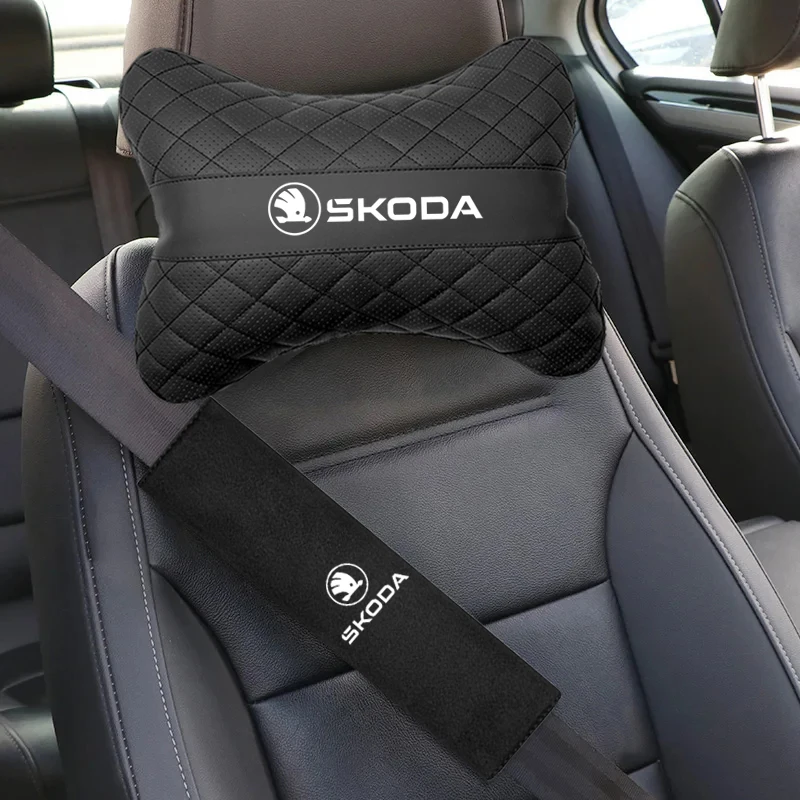 Накидка на автомобильный подголовник, подушка для защиты плеч, для Skoda Kamiq Fabia Superb Yeti Octavia Rapid Kodiaq Karoq Vrs