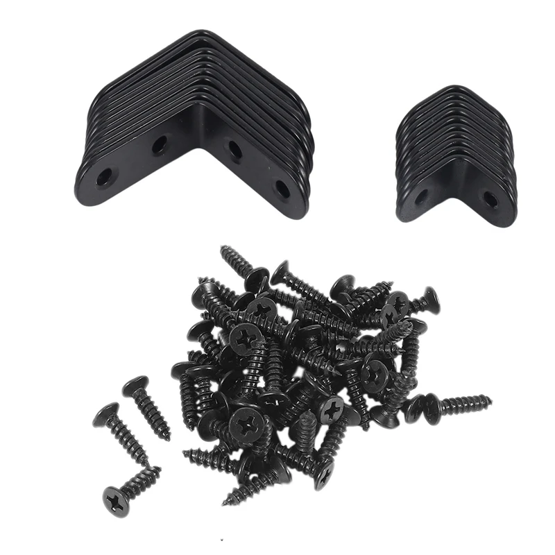 

60 Pcs Black L Brackets 90 Degree Angle Joint Bracket Fastener For Wood Chair Bookshelf Board (30Pcs-40Mm/30Pcs-20Mm)